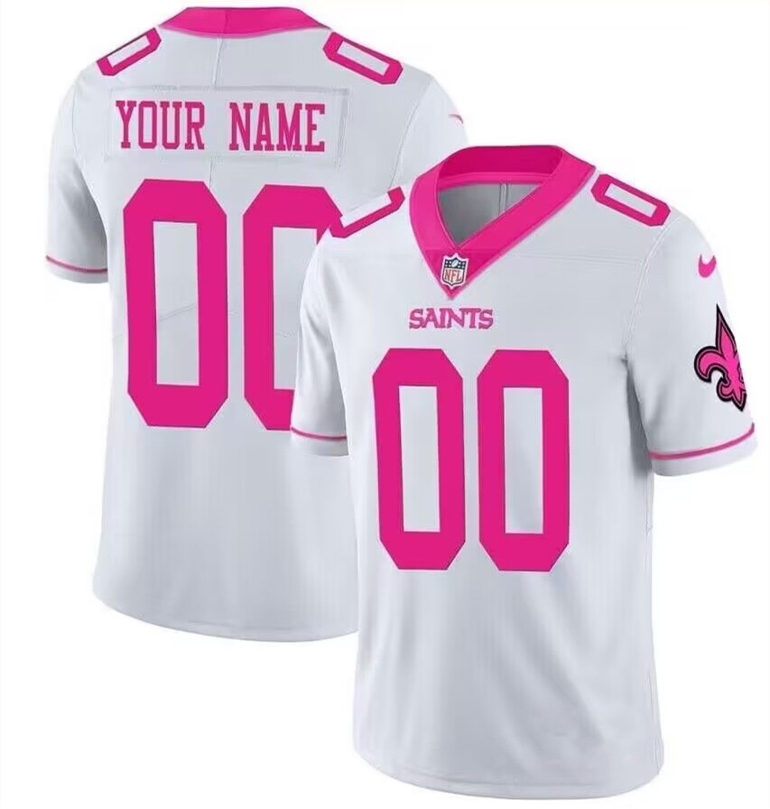 Men's New Orleans Saints ACTIVE PLAYER Custom Pink/White Vapor Untouchable Limited Stitched Football Jersey